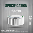 LR626 AG4 377 SR626SW 1.5V Button Cell Batteries (10 Pack) – Long Lasting Coin Batteries for Watches, Key Fobs, Scales, Toys & Small Electronics