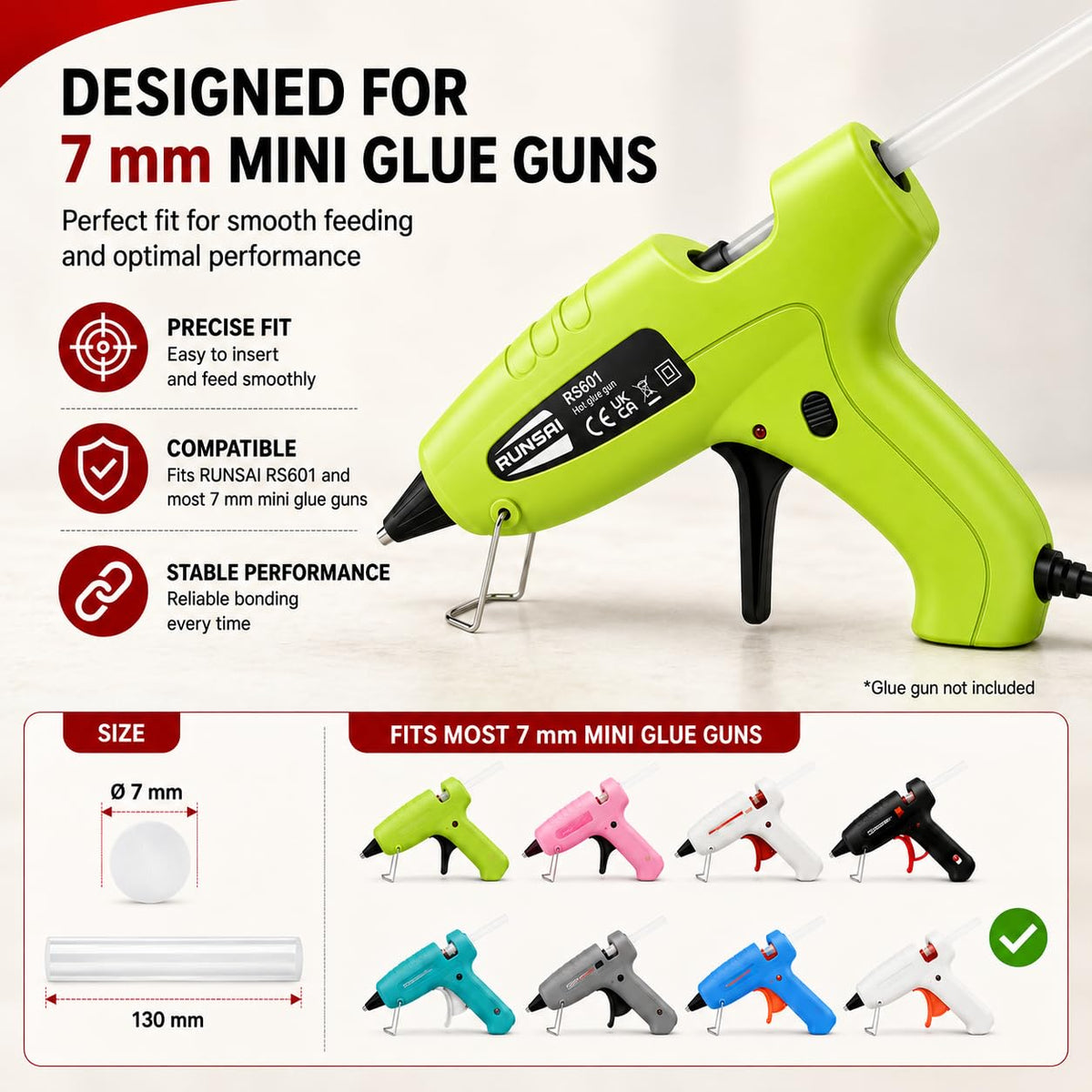 RUNSAI® Hot Glue Gun Kit, 30W Mini Glue Gun with 30pcs 7mm Sticks