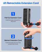 Power Strip Tower, kakyanill PD 65W Charging Station 9 AC Outlets 8 USB