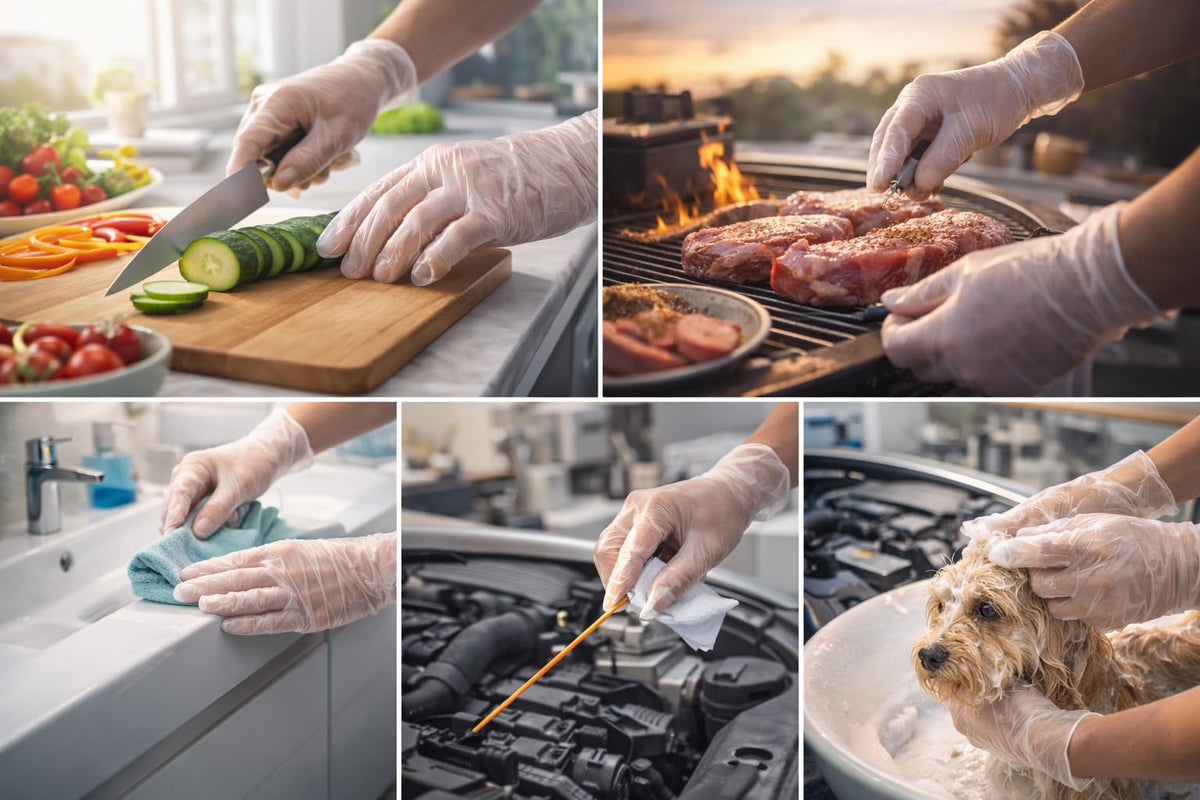 1ABOVE 100 Clear Vinyl Disposable Gloves Small, Powder-Free Latex-Free Ambidextrous Gloves for Food Handling Except Fatty Foods, Cleaning, Hairdressing, Beauty & Everyday Tasks