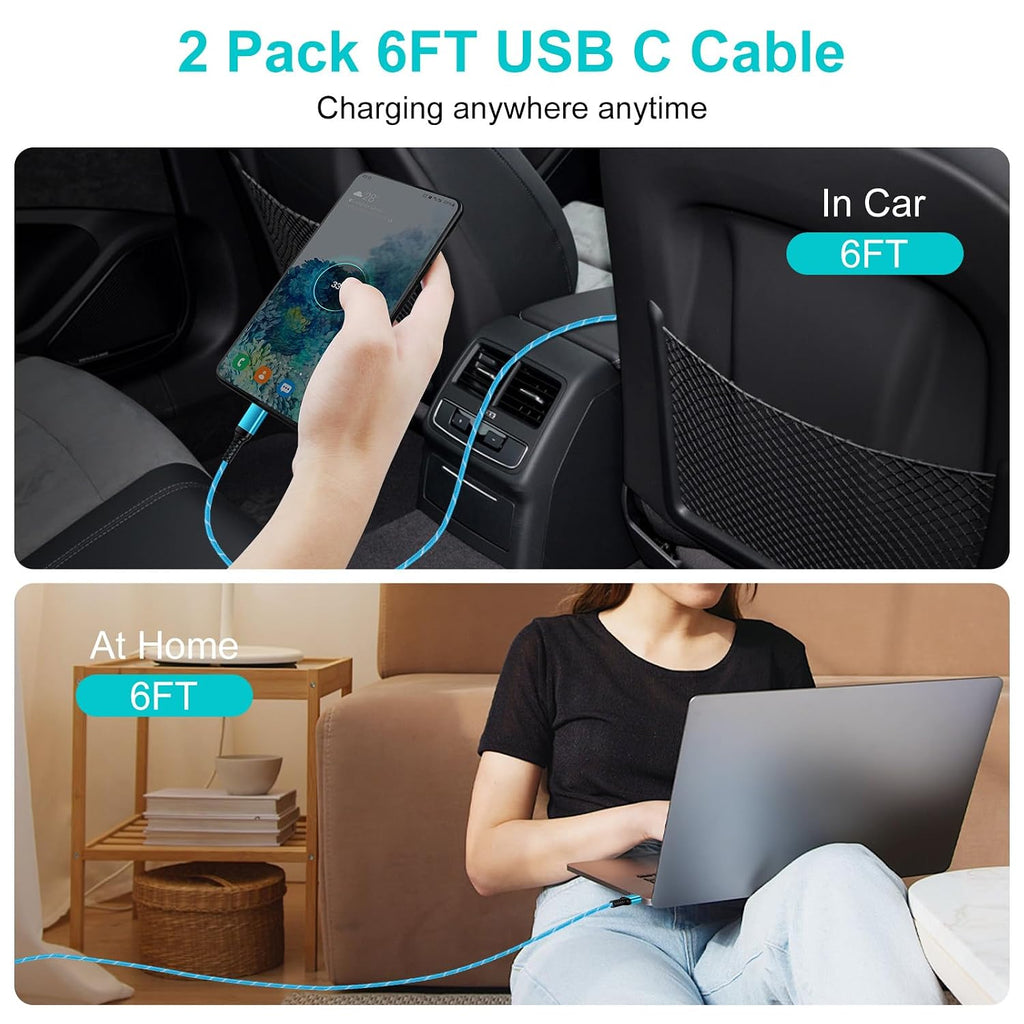 USB C Samsung Charger Cable Fast Charge Lead 6FT 2Pack Type C Phone Charger
