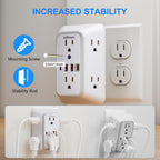 3 Pack Surge Protector Outlet Extender, 6 Outlet Splitter with 4 USB Ports (2 USB C), Multi Plug Wall Outlet 1050J Power Strip, USB Wall Charger for Home Office Kitchen Travel-ETL