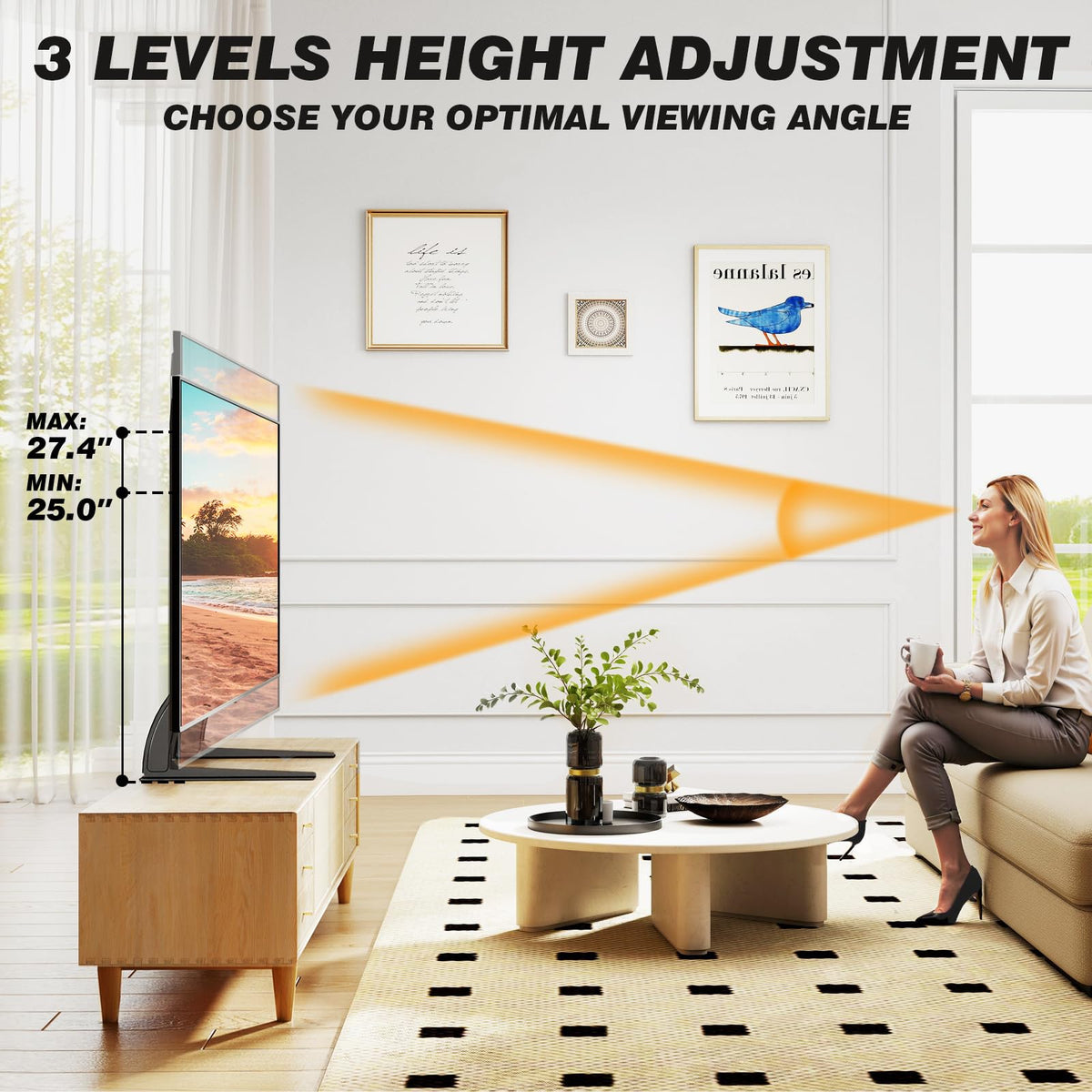 5Rcom Universal Tabletop TV Stand Base for 22-65 Inch Flat Screen TVs