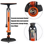 GOBKO Bike Pump Bicycle Floor Pump with Gauge, Bicycle Pumps with Presta and Schrader tire Pump multifunctional Air Pump for Road Bike MTB Sports Balls Pump High Pressure 160Psi &11Bar