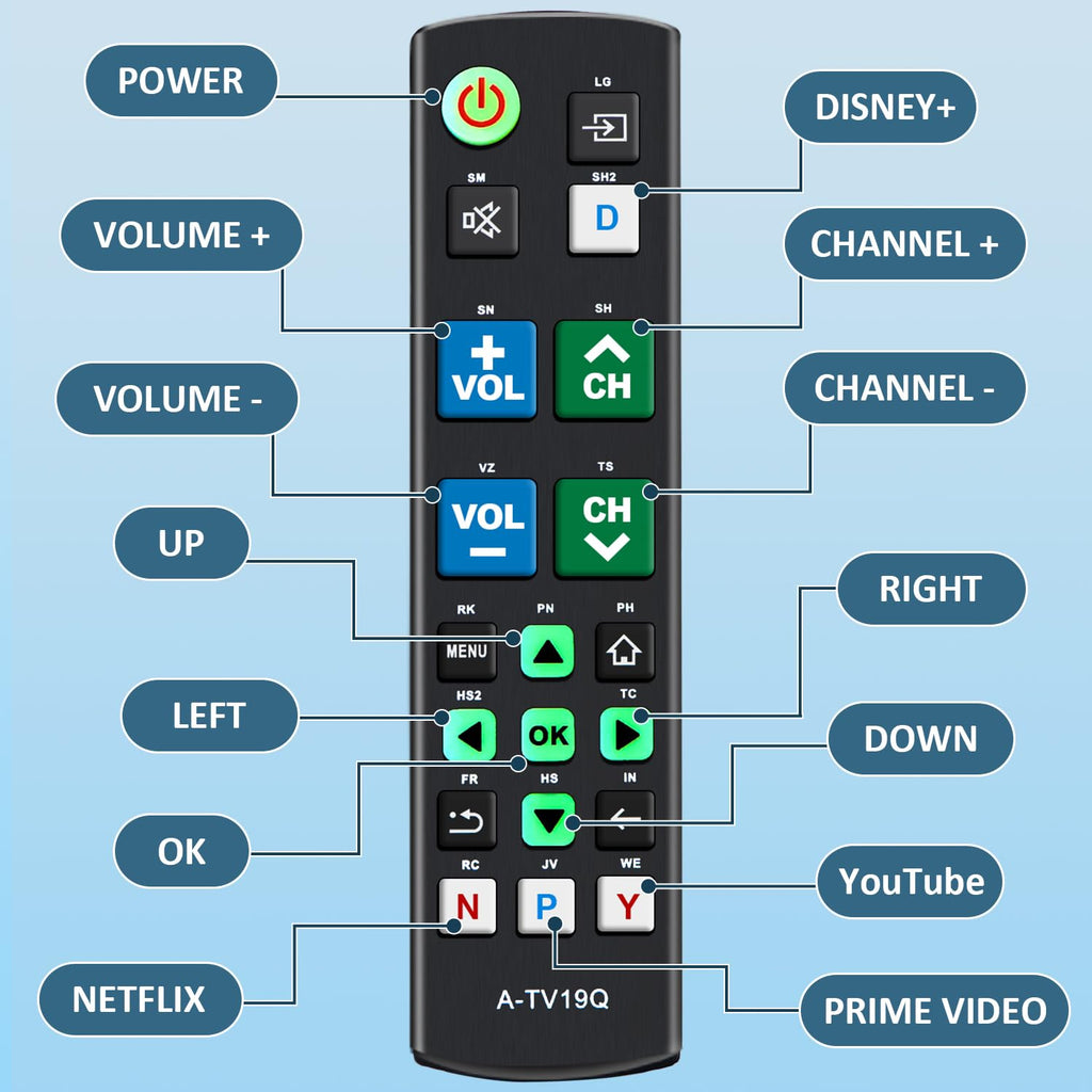 Universal Remote for All Samsung TV Remote, Replacement Compatible with All Samsung LED, LCD, QLED, HDTV, 3D Series Smart TVs (BN59-01259B)