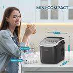 EUHOMY Countertop Ice Maker Machine with Handle, 26.4lbs Per Day, 9 Ice Cubes Ready in 6 Mins, Auto-Cleaning Portable Ice Maker with Basket and Scoop, for Home/Kitchen/Camping/RV (Black)