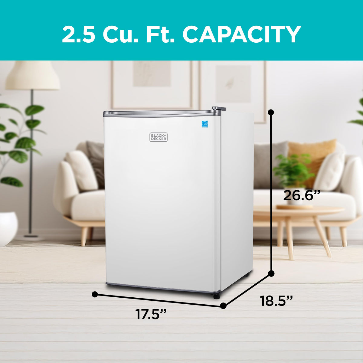 BLACK+DECKER 2.5 Cu. Ft. Compact Refrigerator, BCRK25V, Stainless Look
