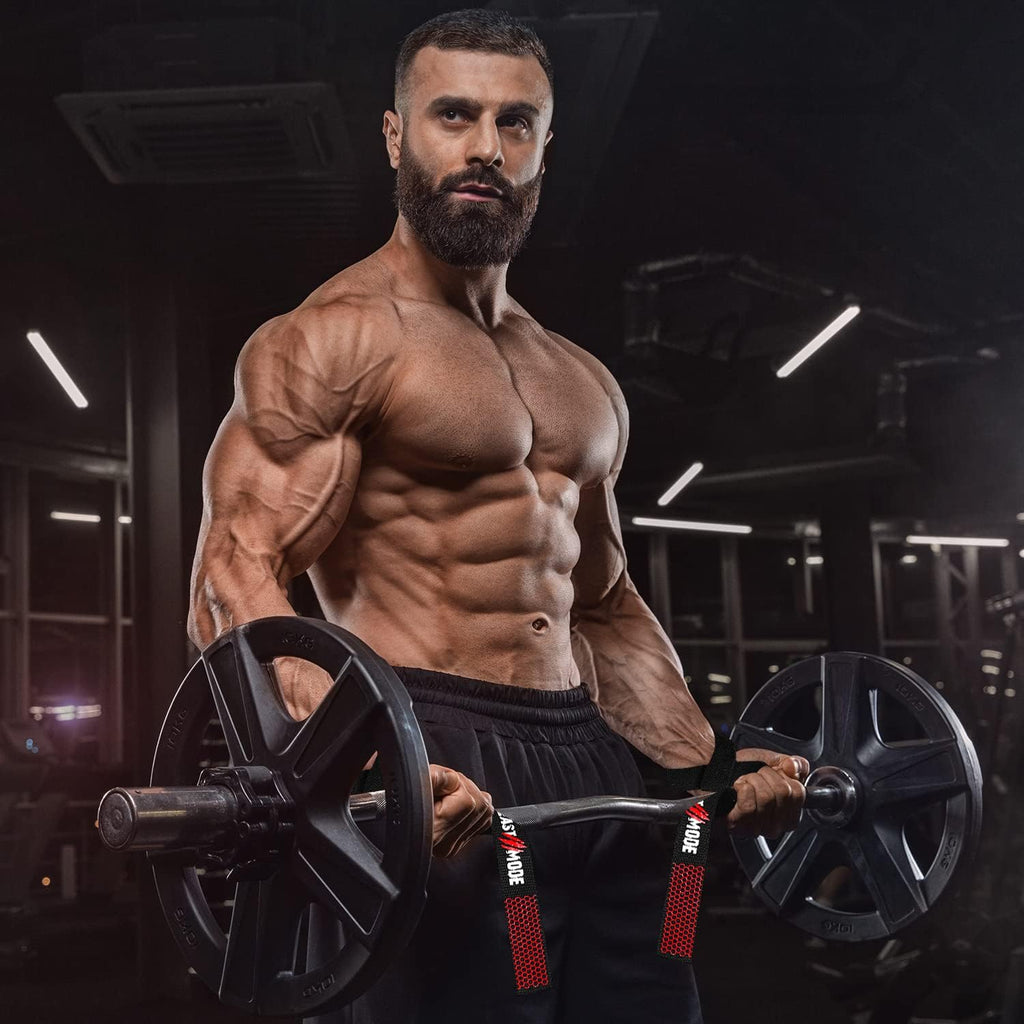 BEAST RAGE Weight Lifting Straps Fitness Padded Cotton Wrist Support Gel Advanced Grips Dumbbell Bar Wraps Heavy Duty Gym Bodybuilding Straps Power Deadlift Barbells Non Slip Exercise