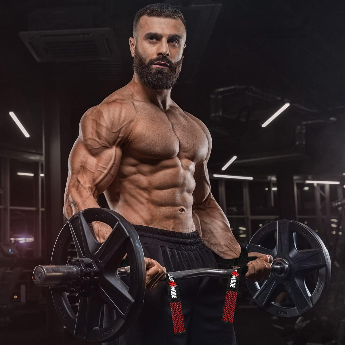 BEAST RAGE Weight Lifting Straps Fitness Padded Cotton Wrist Support Gel Advanced Grips Dumbbell Bar Wraps Heavy Duty Gym Bodybuilding Straps Power Deadlift Barbells Non Slip Exercise