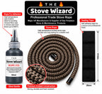 Stove Rope Kit 10mm x 2.5m Black 50ml Glue 100mm Tape