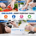 1ABOVE 100 Clear Vinyl Disposable Gloves Small, Powder-Free Latex-Free Ambidextrous Gloves for Food Handling Except Fatty Foods, Cleaning, Hairdressing, Beauty & Everyday Tasks