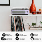 Seasonlife® Retro Vinyl Record Player with Stereo Speakers,Walnut Brown