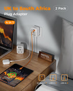 TESSAN UK to US Plug Adaptor 2 Pack, Type B USA Travel Adapter with USB C