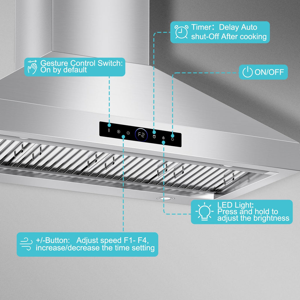 42 inch Range Hood Under Cabinet 1200 CFM Stainless Steel Stove Vent Hoods
