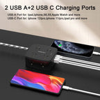 6 Ft Surge Protector Power Strip - YISHU 8 Widely Outlets with 4 USB Ports, 3 Side Outlet Extender with 6 Feet Flat Extension Cord, Ultra Flat Plug, Wall Mount, Desk USB Charging Station, ETL, Black