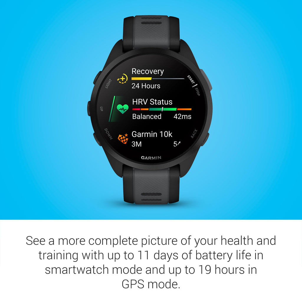 Garmin Forerunner® 165, Running Smartwatch, 43mm, Black