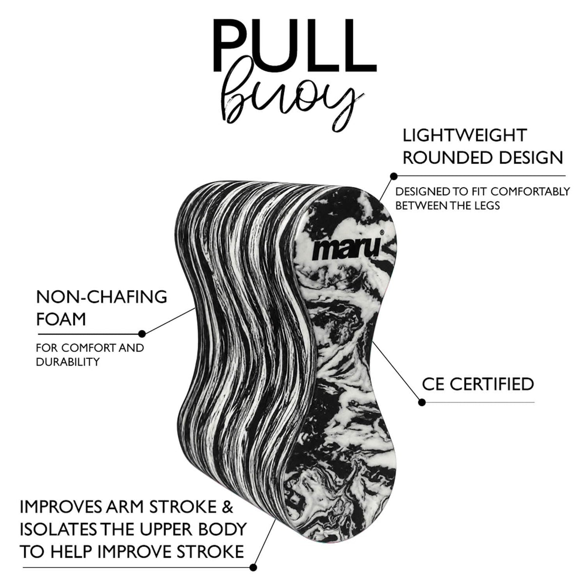 Maru Swimming Pull Buoy – Buoyant Foam Swimming Float – Improves Stroke Technique & Helps Strengthen Arms – Comfortable, Non-Chafing & Trusted by Coaches