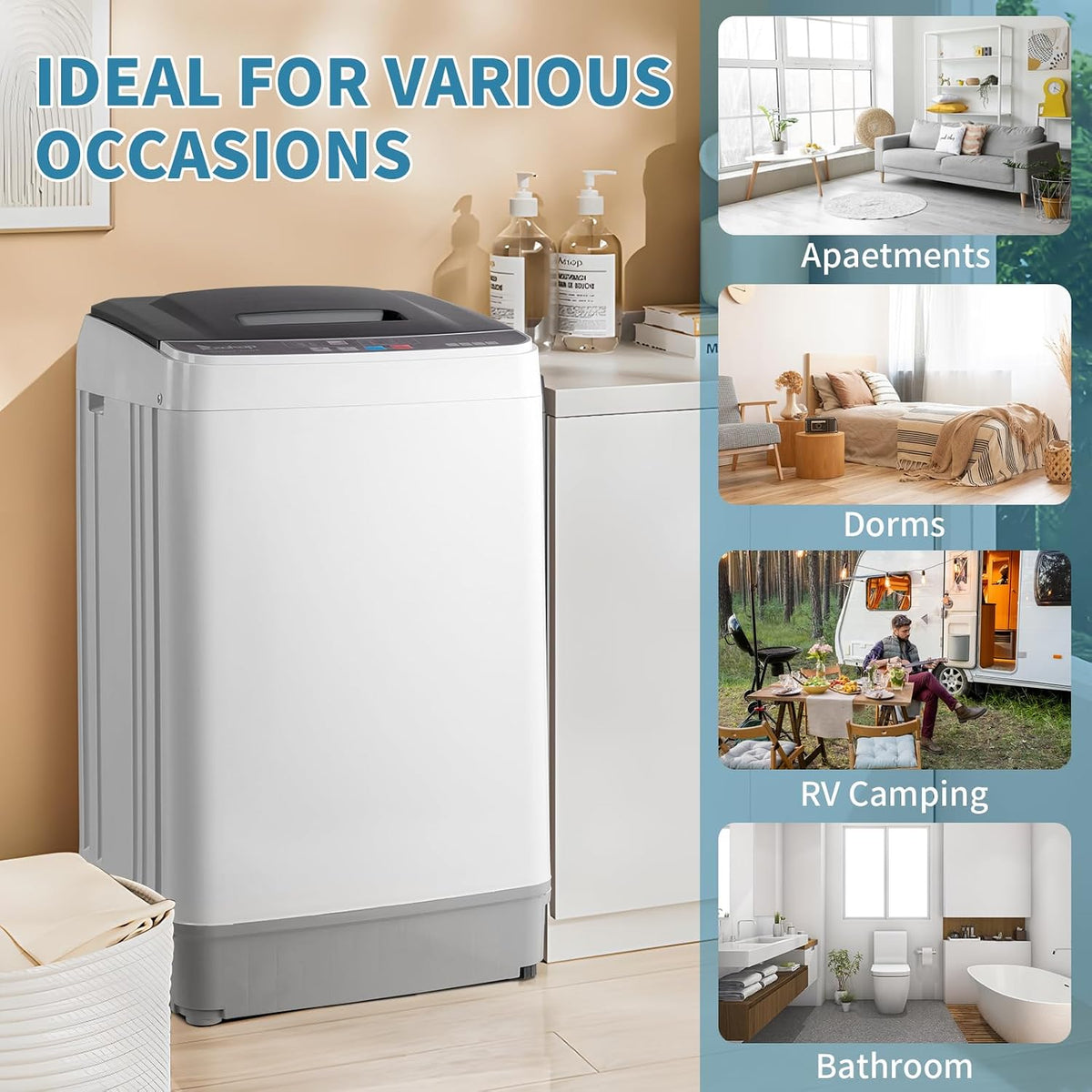 Winado 15.6LBS Full Automatic Portable Washing Machine with Drain Pump