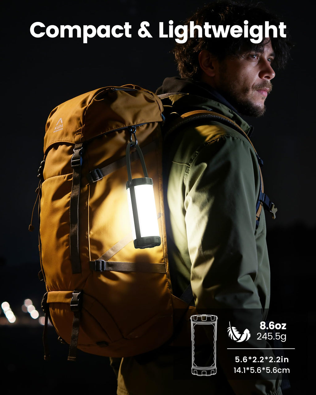 Glocusent Survival Camping Light, 1200LM Brightness Camping Lantern, 80Hrs Runtime & Rechargeable, IP68 Waterproof, 5 Levels & SOS, Compact Camping Lights for Tents, Hiking, Blackout, Hurricane