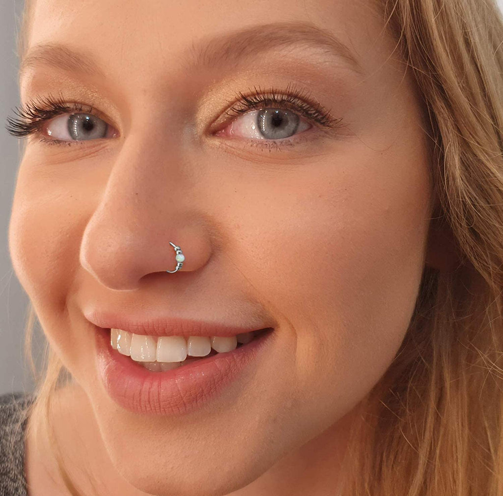 Ultra Thin Opal Nose Ring