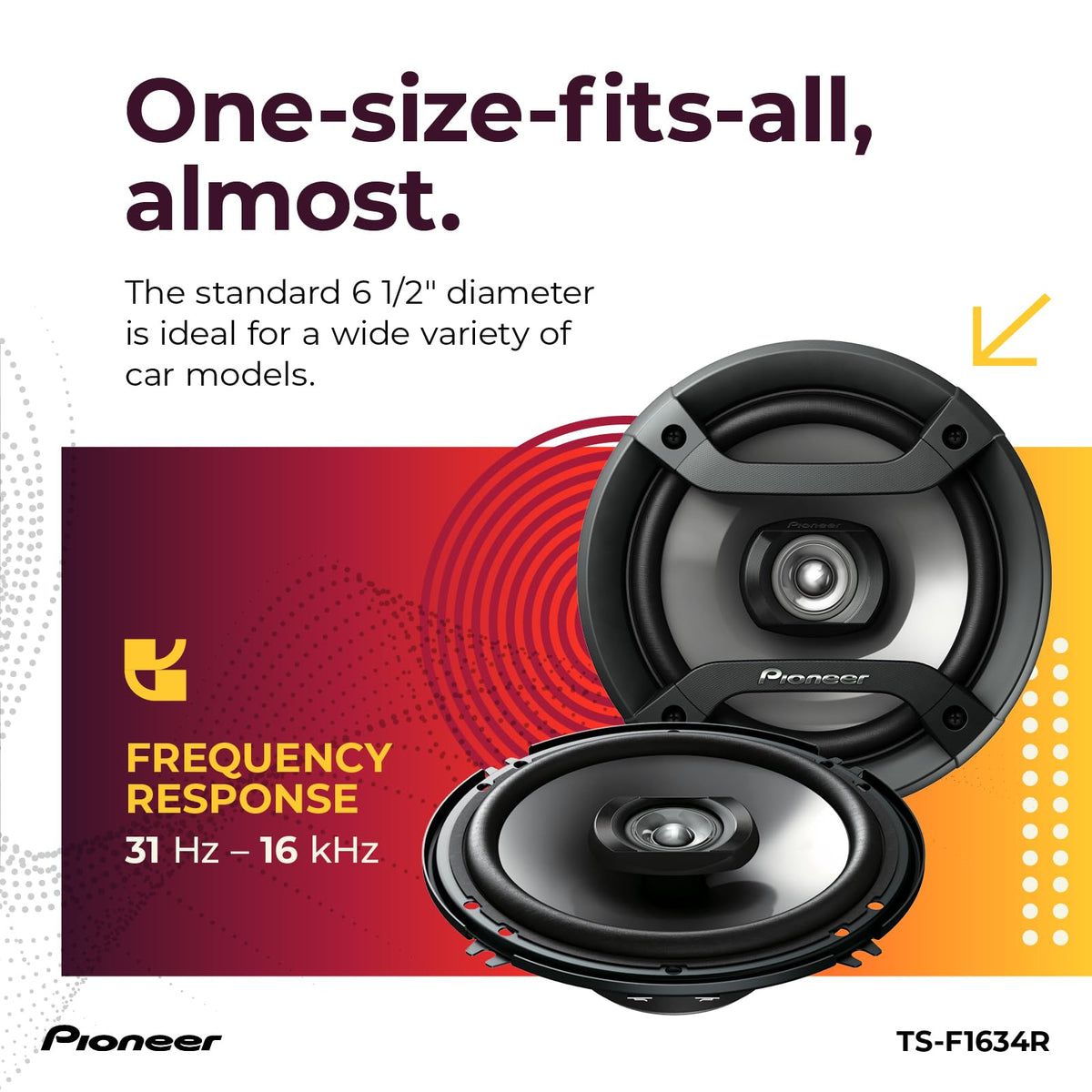 Pioneer F-Series TS-F1035R 4" 2-Way Coaxial Car Speakers 150W Max