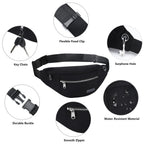 MAXTOP Large Bumbag Waist Fanny Pack Running Belt for Men Women Unisex Bum Bag with Headphone Jack and 4-Zipper Pockets Adjustable Belt for Travel Running Jogging Workout Hiking Gifts All Black