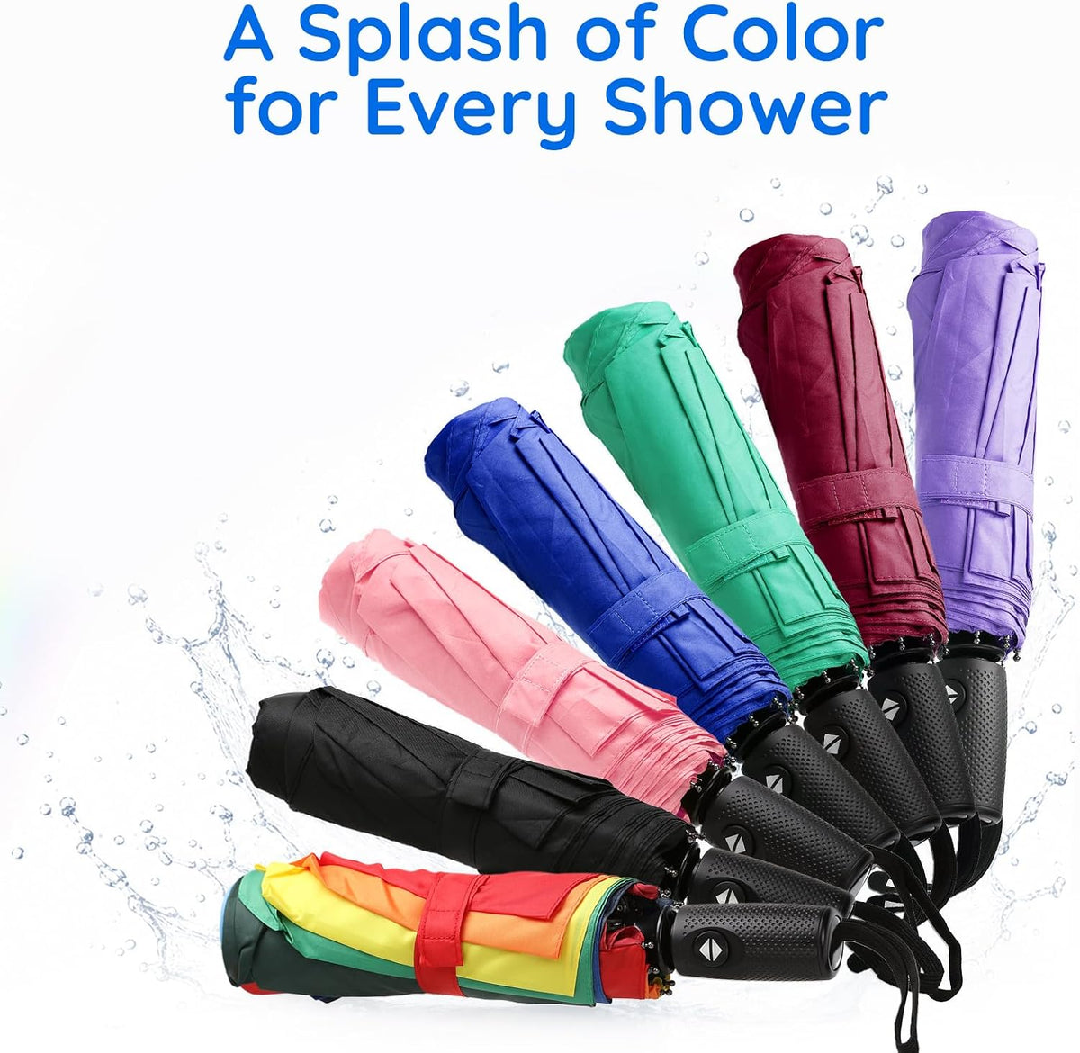 Compact Travel Umbrella, Windproof Automatic Folding with Fiberglass Ribs