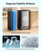 EUHOMY 15" Under Counter Ice Maker, 90lbs/24H, 24lb Bin, Gravity Drainage