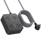 HANYCONY Surge Protector Power Strip, 10 Ft Braided Extension Cord, 1080J
