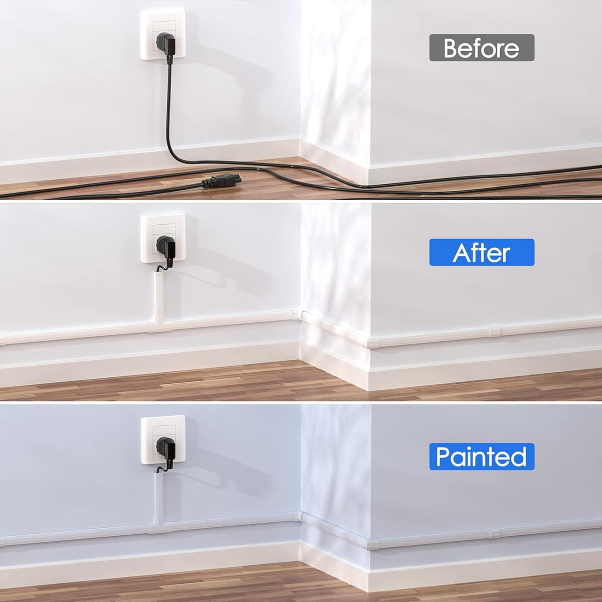 Yecaye TV Cord Hider, 42in Cord Cover Wall Mounted, W1.18in H0.6in, Beige