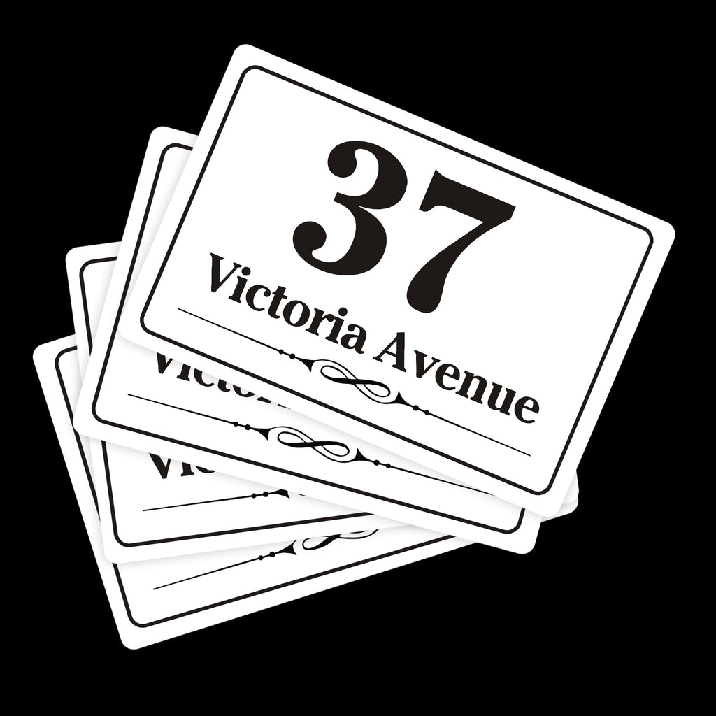 EDSG 4 x Wheelie Bin Stickers, Personalised Bin Numbers for Wheelie Bins, Custom Wheelies Bins Numbers Stickers, Number Sticker with House Number Street Name (Design 1)