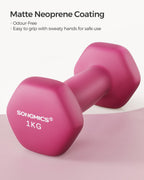 SONGMICS Hex Neoprene Dumbbells, 1/2/3/4/5KG Pair Weights for Fitness Training