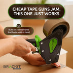 brackit Tape Gun Dispenser with 6 Brown Packing Tape Rolls 48mm x 66m