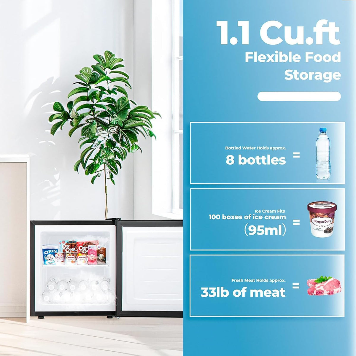 Electactic 3.2 Cu.ft Small Freezer, Mini Upright Freezer, White
