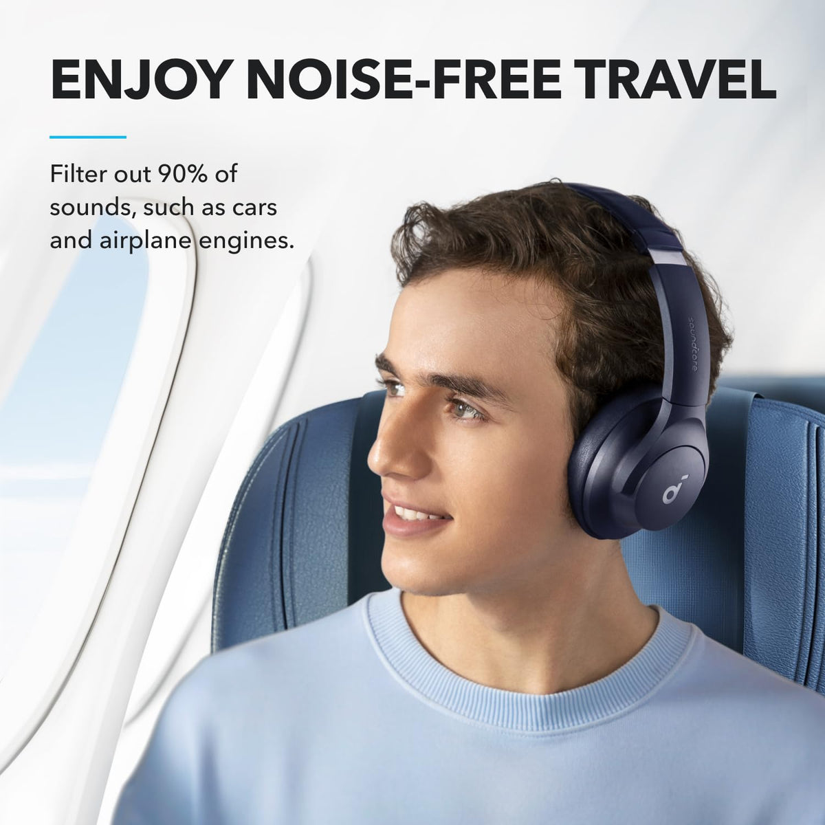 Soundcore by Anker Q20i Headphones with Protective Case, Blue, Bundle