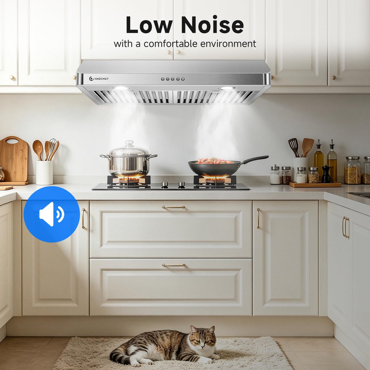 AMZCHEF 30" Under Cabinet Range Hood, 750CFM Stainless Steel Vent Hood