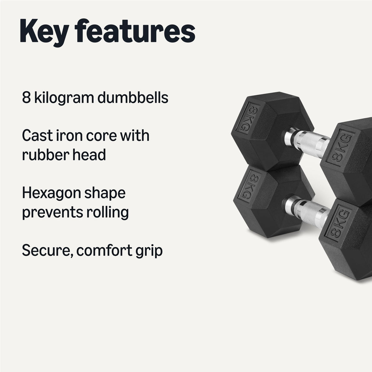 Amazon Basics Rubber Encased Hex Dumbbell Weights Set