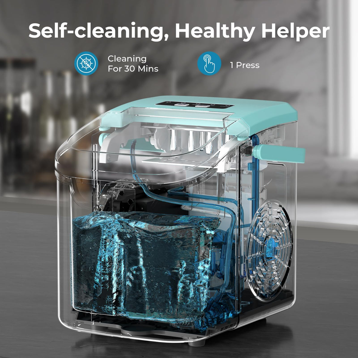 Antarctic Star Countertop Ice Maker Machine, 26Lbs/Day Fastest 6‑Min Ice