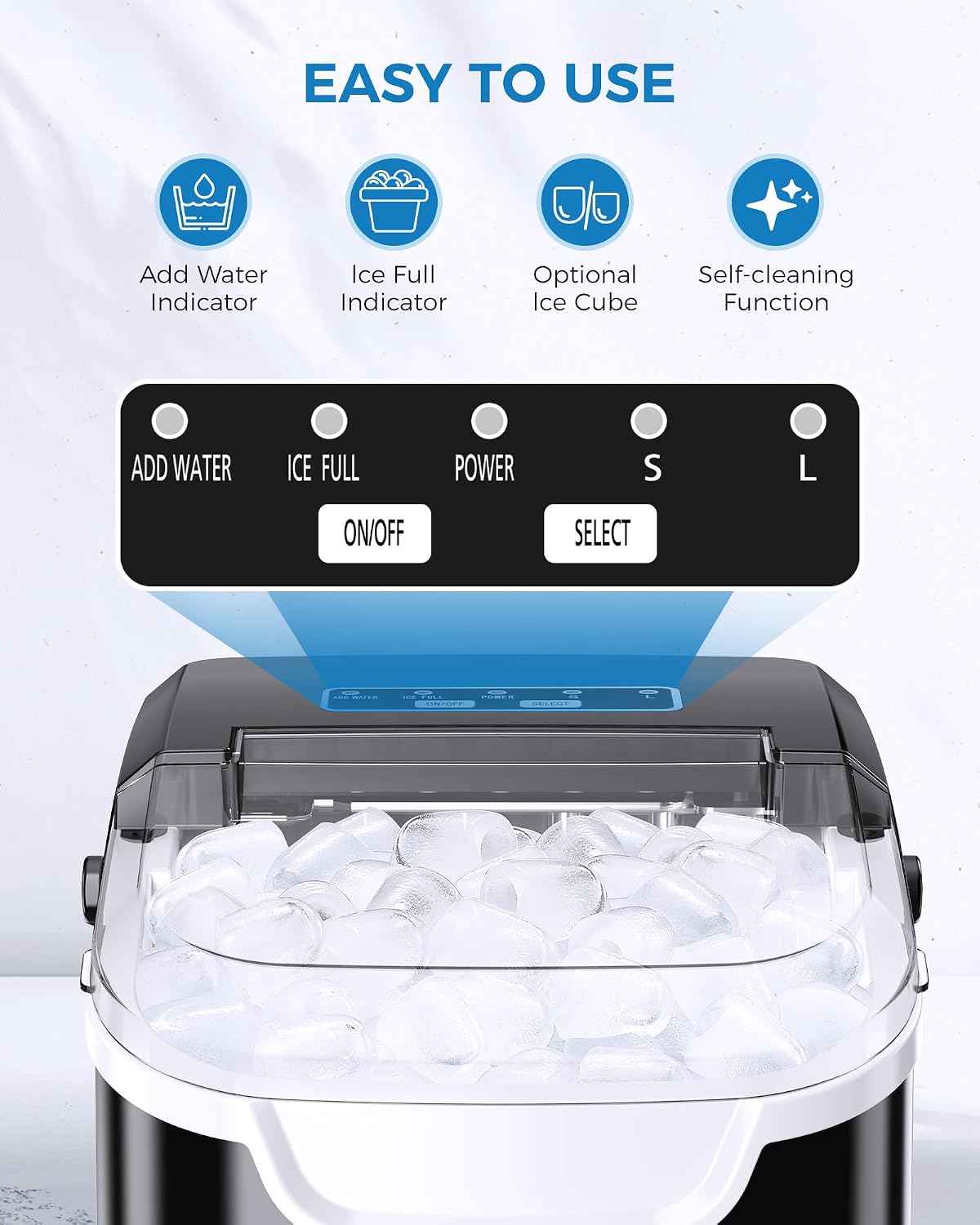 COWSAR Nugget Countertop Ice Maker, Automatic Ice Dispenser, 33 lbs/Day Chewable Pellet Ice Machine with Self-Cleaning & Measured Dispensing, Portable Ice Maker for Home, Kitchen, Office