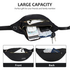 MAXTOP Large Bumbag Waist Fanny Pack Running Belt for Men Women Unisex Bum Bag with Headphone Jack and 4-Zipper Pockets Adjustable Belt for Travel Running Jogging Workout Hiking Gifts All Black