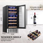 Electactic 48 Can Beverage Refrigerator,12 Bottle Wine Cooler with Seamless Stainless Steel & Glass Door, Digital Temperature Display, Countertop Mini Fridge for Soda, Wine or Beer, Silver