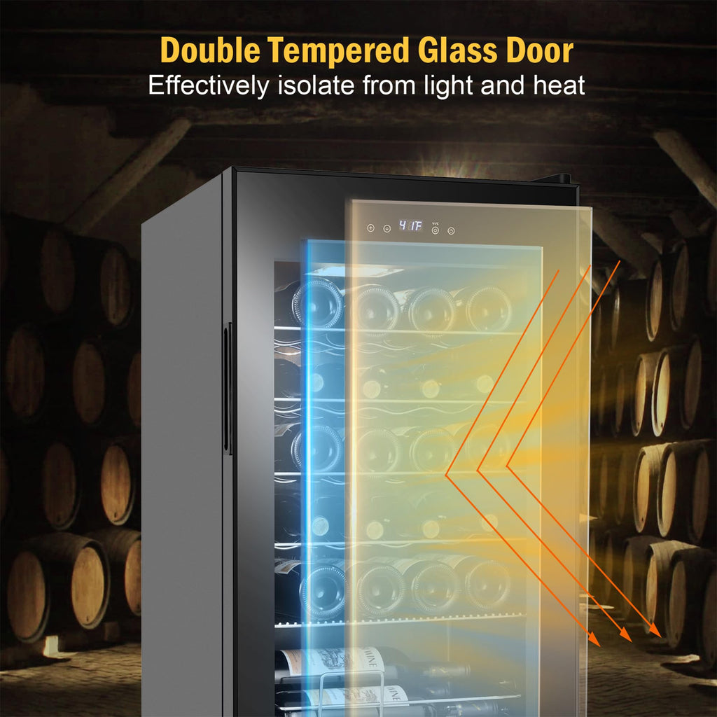 24" Dual Zone Wine and Beverage Refrigerator, Under Counter with Glass Door