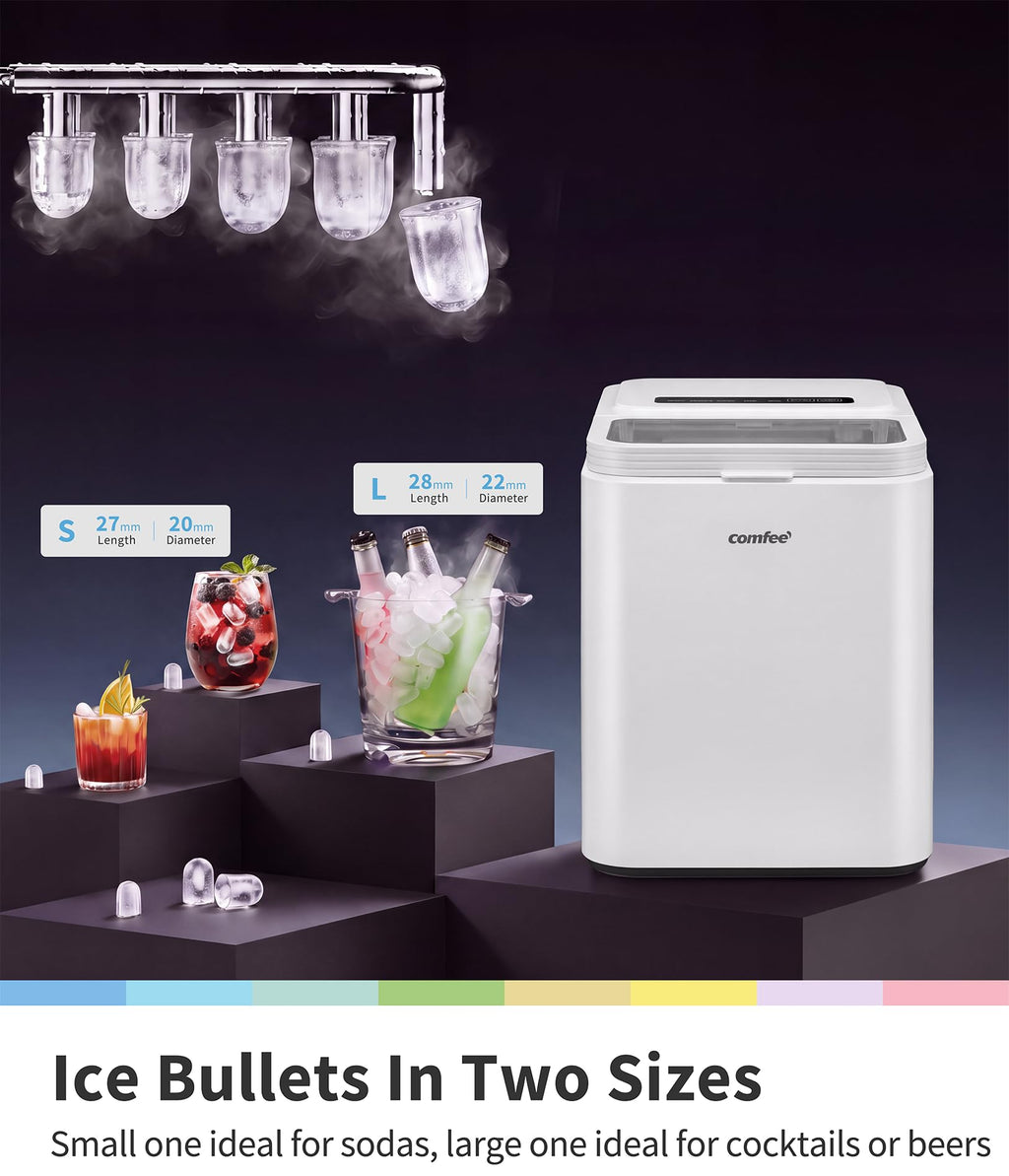 Comfee 33lbs Countertop Bullet Ice Maker, Self-Cleaning, with Ice Scoop