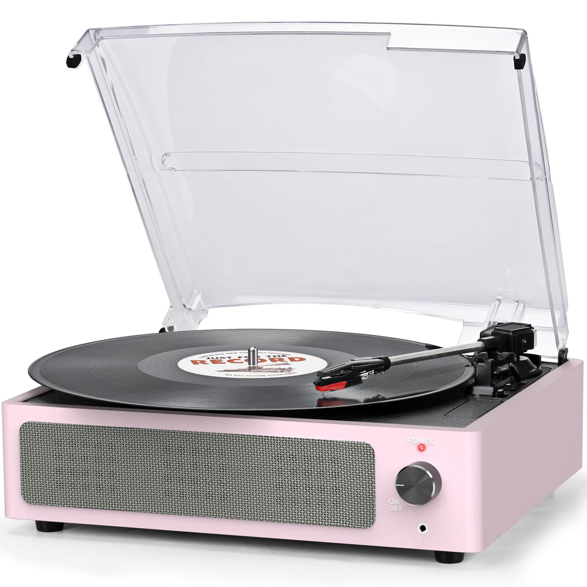 Seasonlife® Retro Vinyl Record Player with Stereo Speakers,Walnut Brown