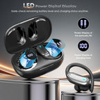 Wireless Earbuds Bluetooth Headphones, 54H Playtime Stereo Over Ear Buds with ENC Noise Cancelling, LED Power Display, IPX7 Waterproof Sport Earphones with Earhooks for Running/Workouts (Black)