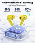 Wireless Earbuds, Bluetooth 5.4 Headphones Bass Stereo/Clear Calls, White