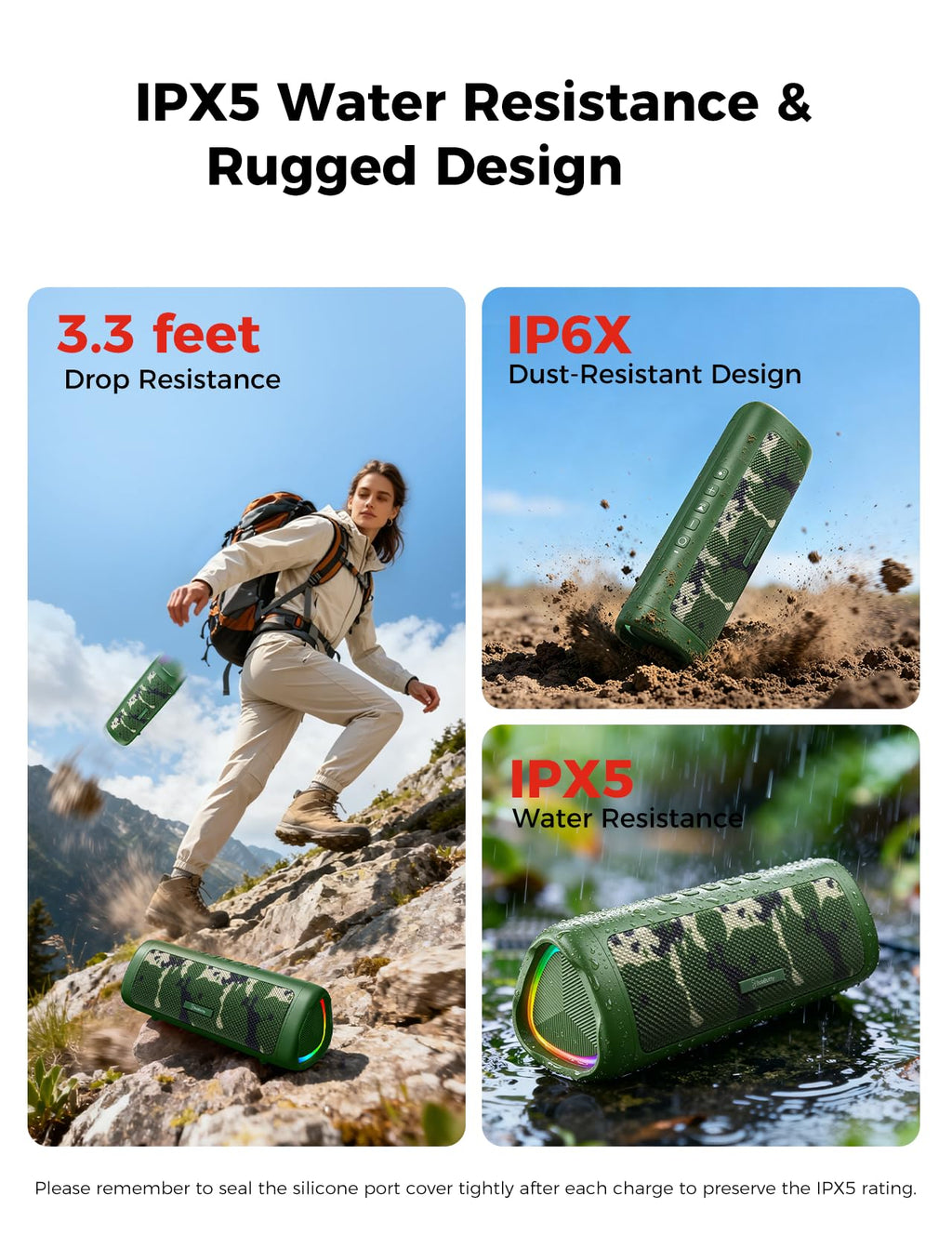 Bluetooth Speaker, 20W HD Sound, Portable Wireless, IPX5 Waterproof, Up to 24H Playtime, TWS Pairing, for Home/Party/Outdoor/Camping/Beach Essentials, Electronic Gadgets, Birthday Gift (Teal)