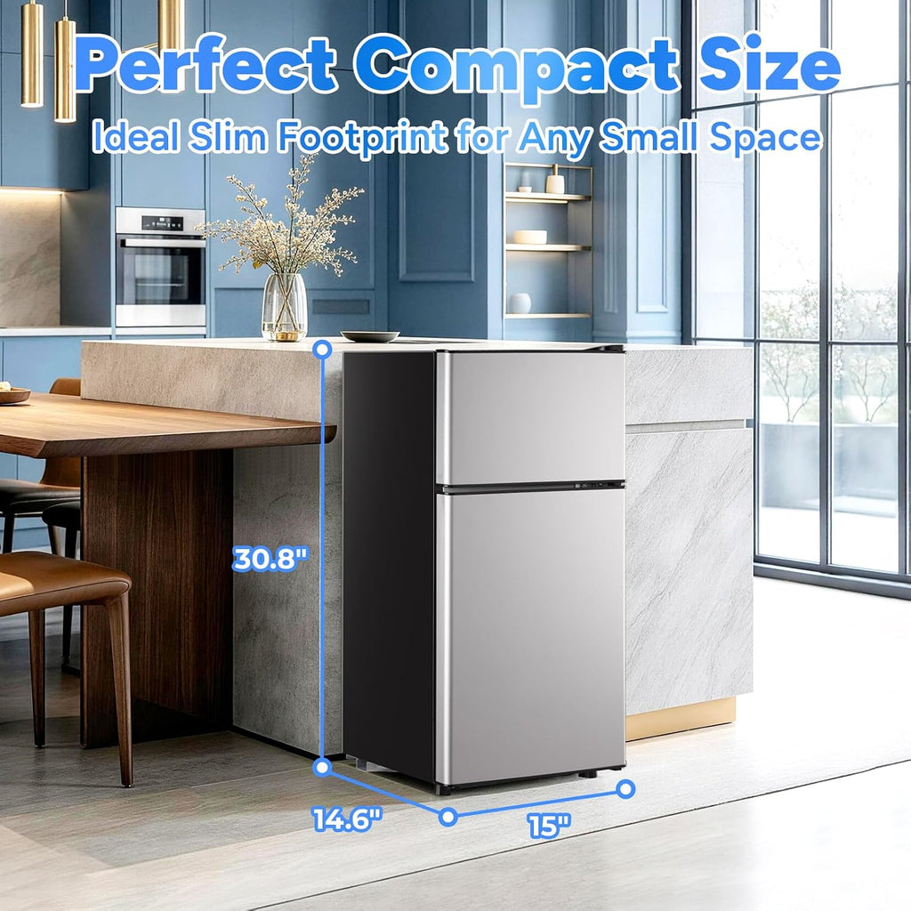 DEMULLER 2.4 Cu.Ft Small Refrigerator with Freezer Mini Fridge Removable Plastic Shelves Ideal for Apartment, Dormitory, Baby Pink