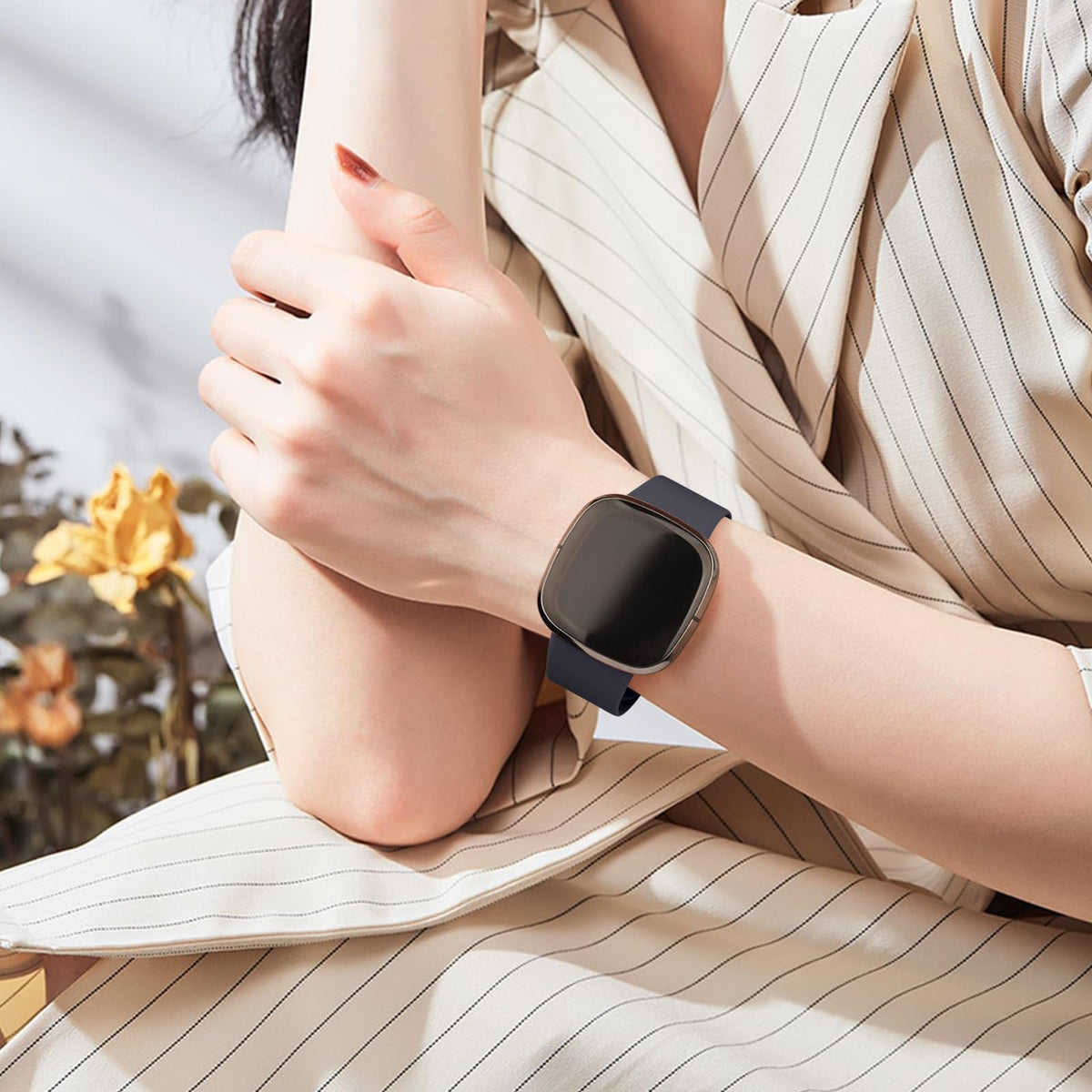 AK Straps for Fitbit Sense 2/Fitbit Sense/Fitbit Versa 4/Fitbit Versa 3 Straps for Women Men,Silicone Sport Classic Soft Replacement Straps Compatible with Fitbit Versa 3/Versa 4/Sense/Sense 2