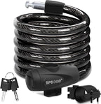 SPGOOD Bike Lock with 2 Keys, 12 mm Steel Cable Lock, 120 cm Length